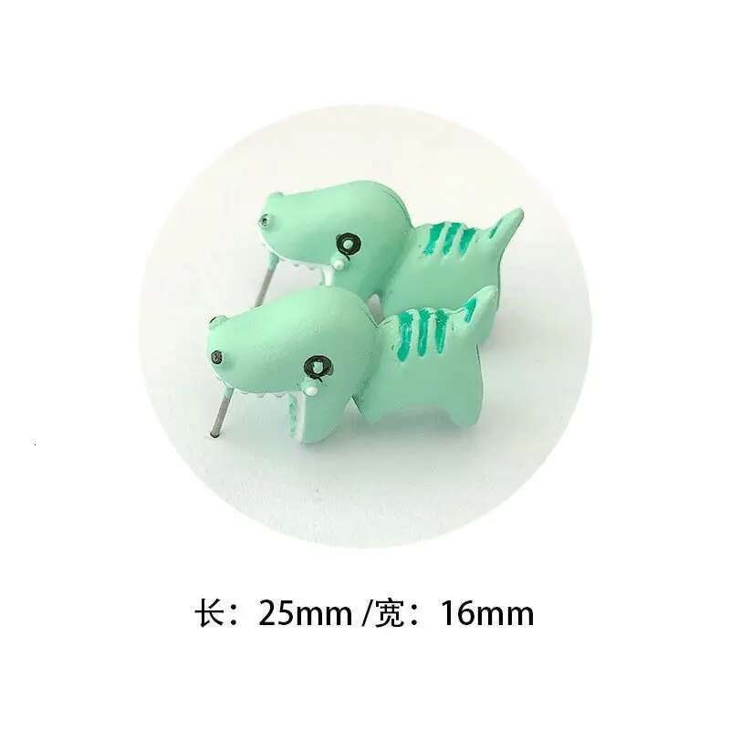2Pcs/1Pair Animal Cartoon Stud Earring For Women Cute Dinosaur Little Dog Whale Clay Bite Ear Jewelry Funny Gifts Fashion
