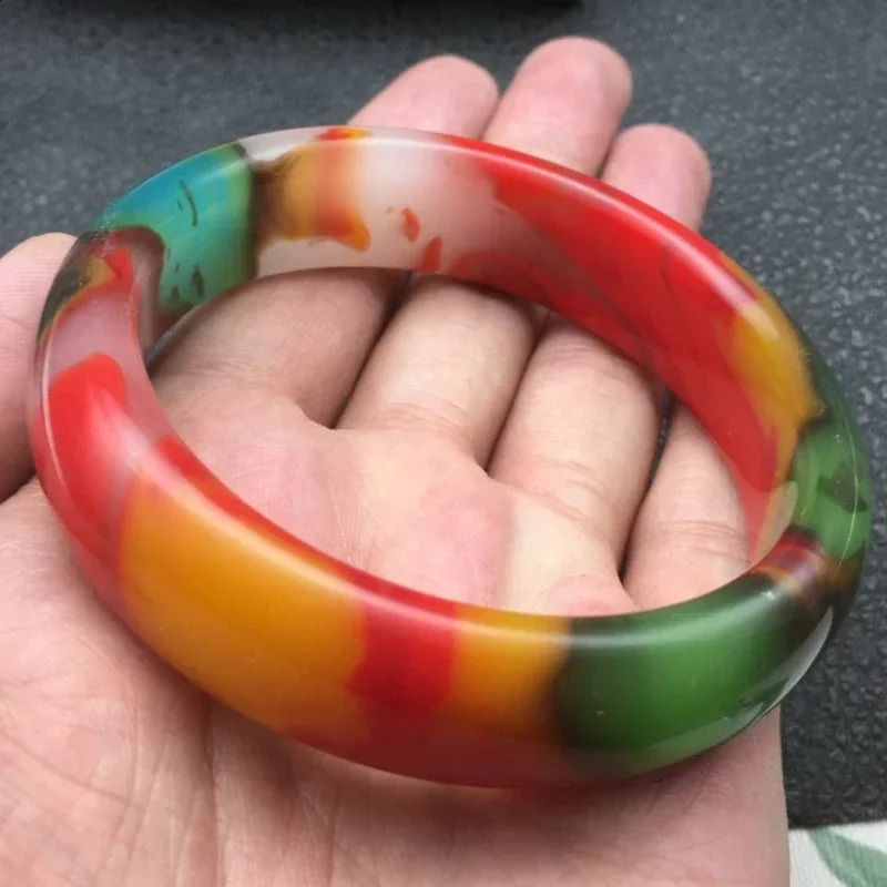 Outer Mongolia Bracelet Gold Silk Jade Bracelet Colorful Widen and Thicken Jade Bracelet Womens Safeness Bracelet 250424