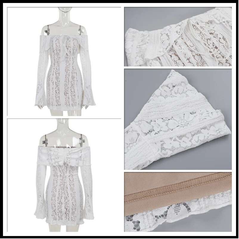 Dongdumaoyi Townlike White Lace Slim Bodycon Dress Women Strapless Mini Autumn Winter Backless Nightclub Sexy Party Dresses