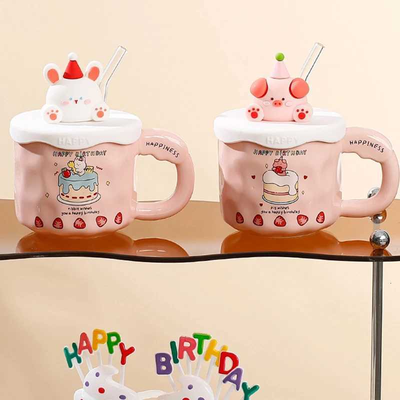 1PC Kawaii Cup Cute Lovely Bear Ceramic Mug Large Capacity With Lid Coffee Cups Breakfast Milk Mugs Y251125