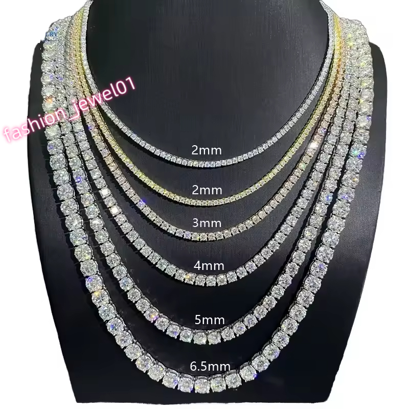 VVS D Color Moissanite Necklace Bracelet Men Jewelry Hip Hop S925 Silver Chain Necklace Cuban Link Iced Out Tennis Rope Chain