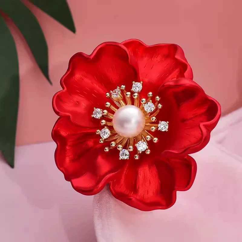 1Pc Beautiful Red Flower Brooch for Men Women Exquisite Flower Plant Brooches Pins Jewelry Trendy Accessories Party Gifts 2025 J251125