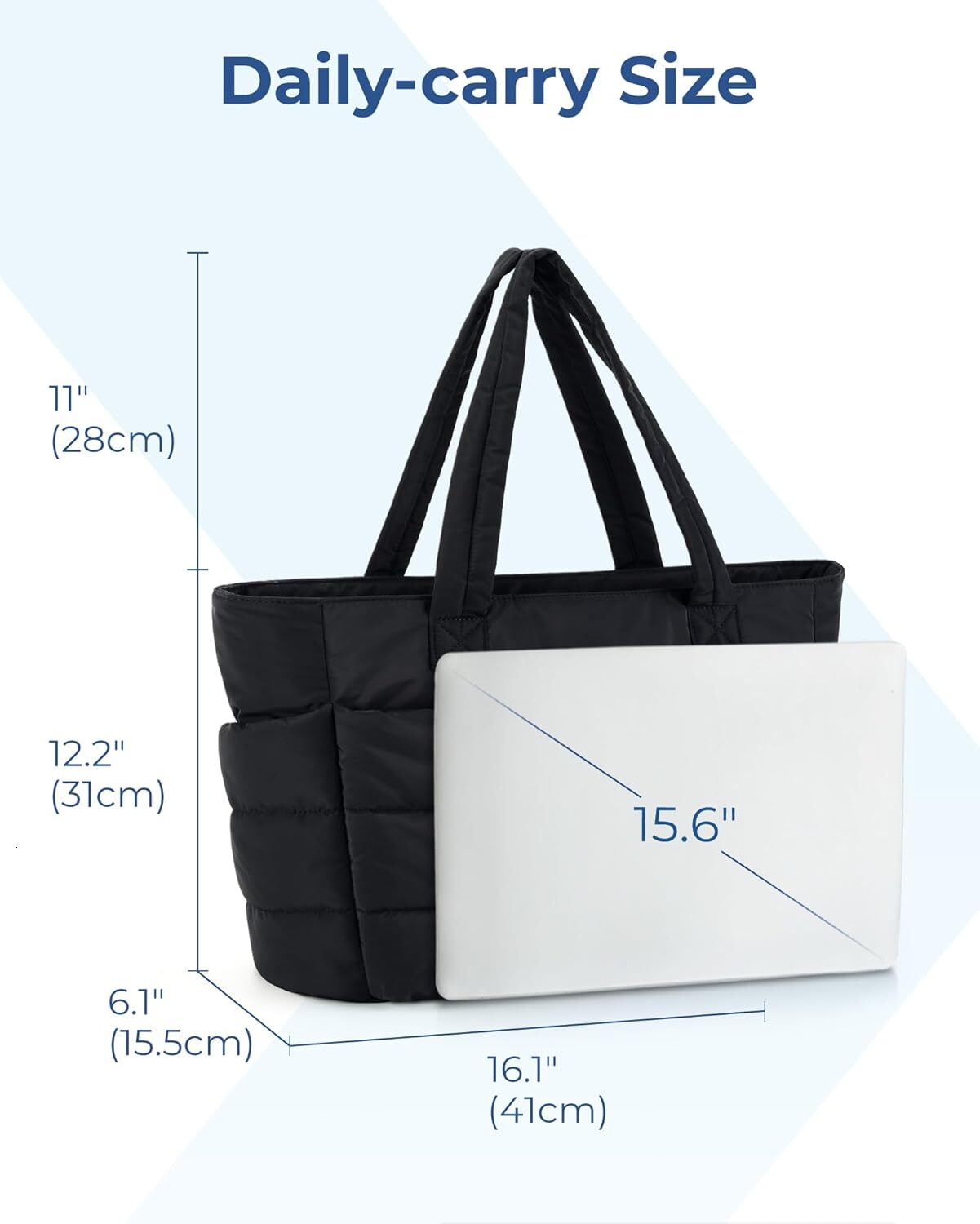 Women, Lightweight Puffy Tote With Compartments, Quilted Shoulder Bag Handbag For Travel, Work