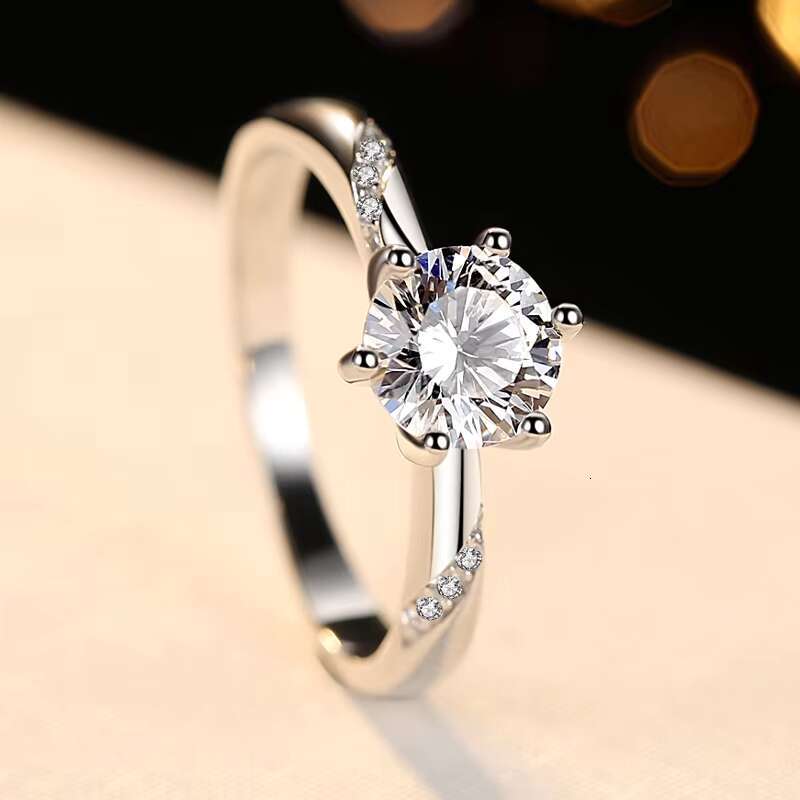 GR03 925 Italian Sterling Silver Classic Charming Moissanite Rings Jewelry for Lady