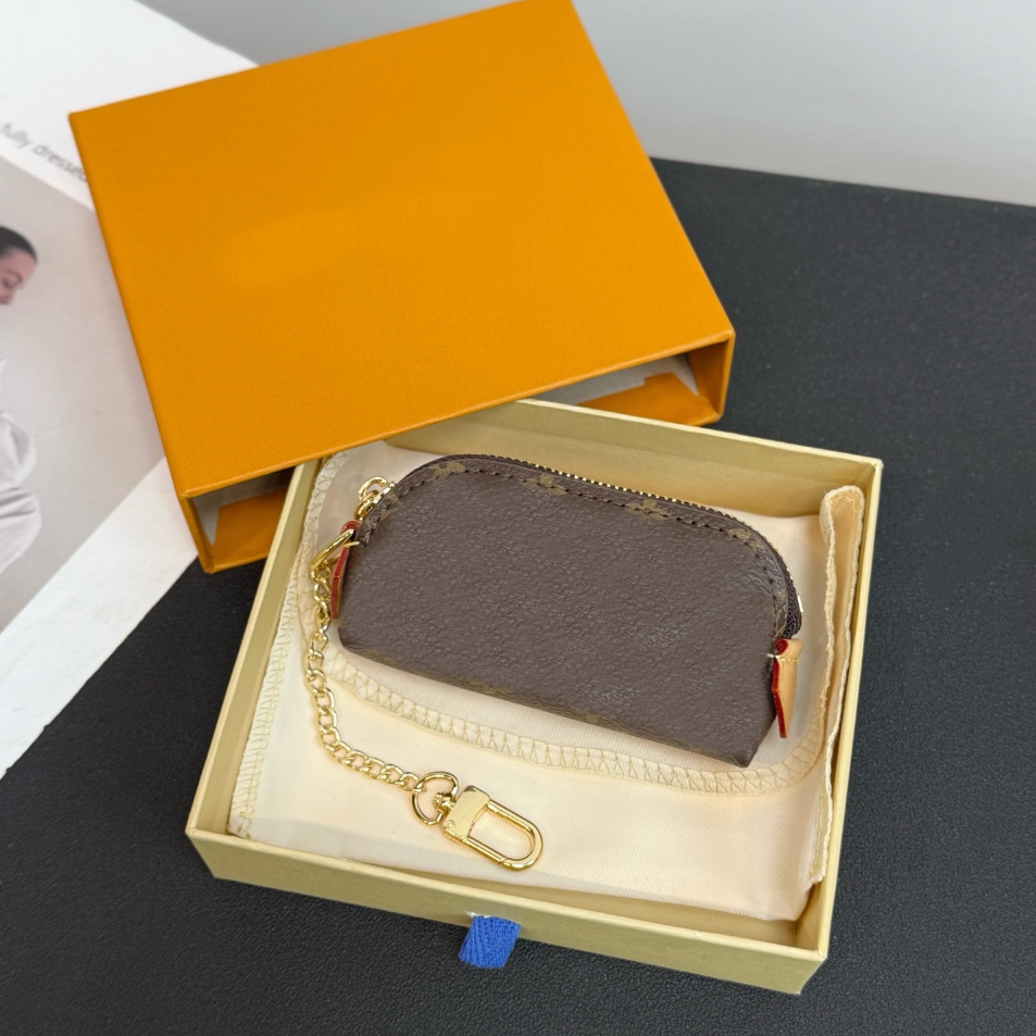 Designer Bag Chain Cosmetic Lipstick Pouch Keychains Woman Clutch Bag Old Flower Mini Makeup Bag Luxury Leather Lipstick Bag Charm Pendants gift12