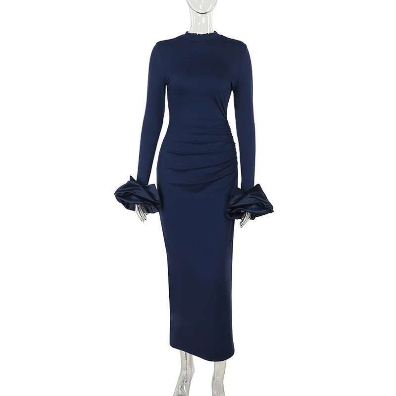 Dongdumaoyi Townlike Elegant Maxi Long Slim Bodycon Dress Women Autumn Winter Nightclub Sexy Party Dresses Vestidos