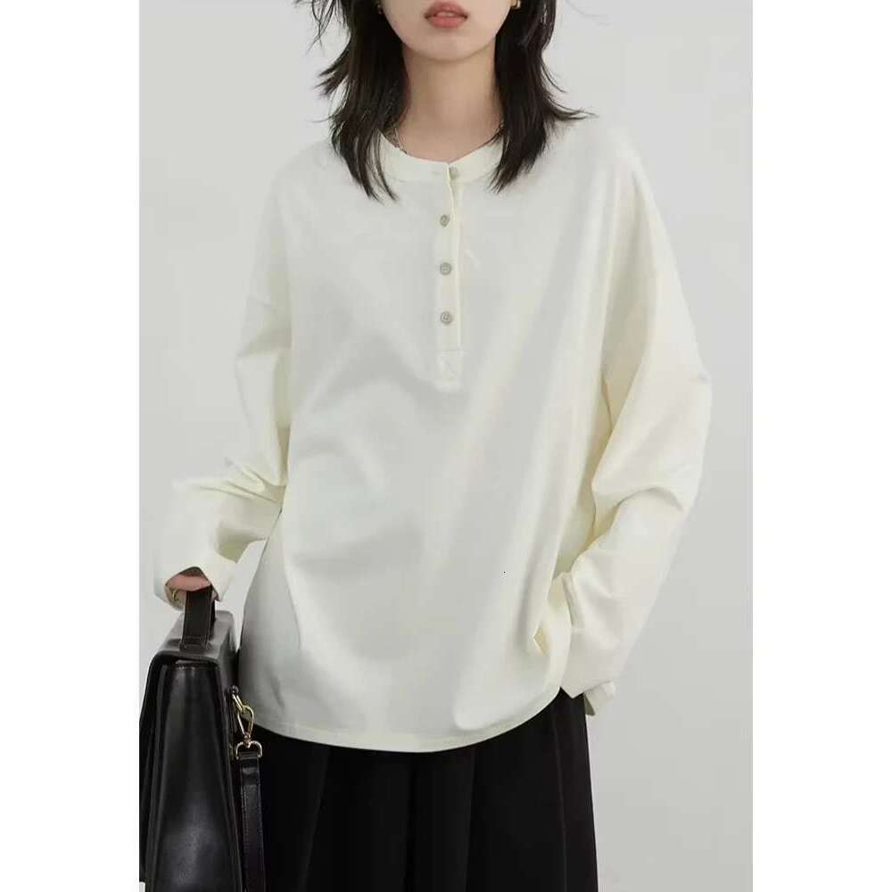 CHIC VEN Women Sweatshirts Casual Loose Solid Half Open Collar Long Sleeved T-Shirt Elastic Female Tees Autumn Winter 2025