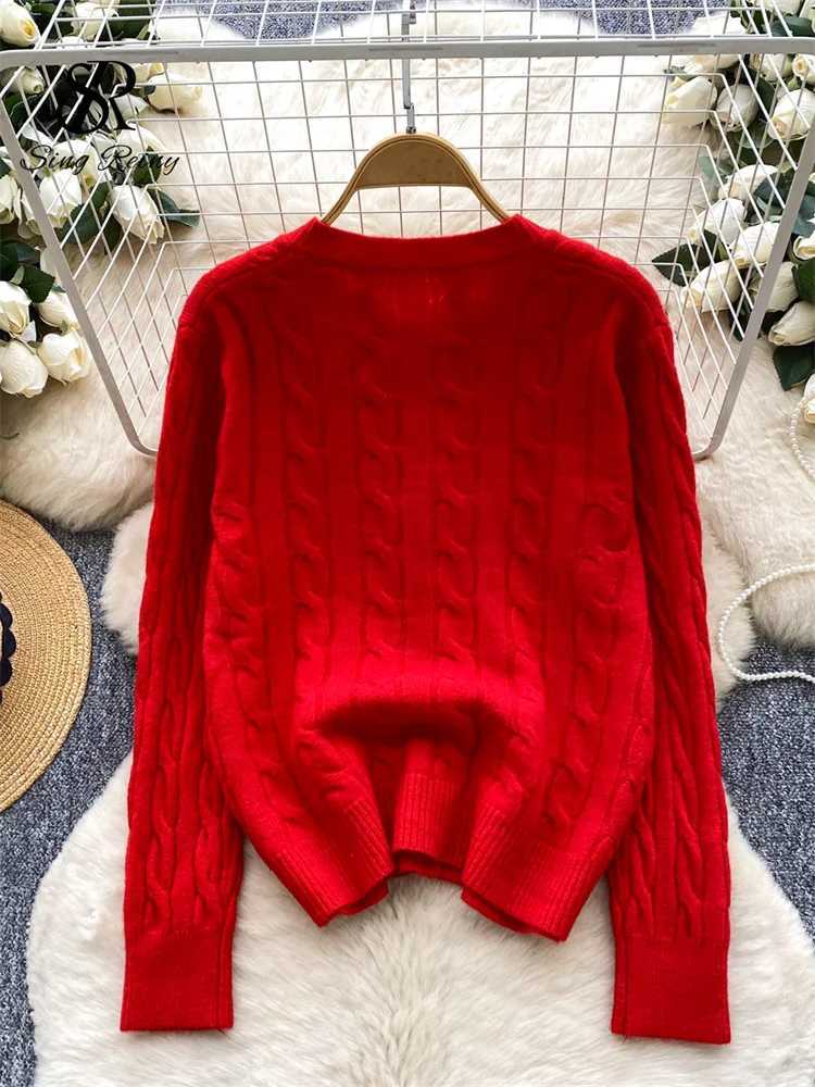 SINGREINY Female Autumn Christmas Sweater Soft O Neck Long Sleeve Buttons Simple Tops Twist Drill 2025 Warm Knitting CardiganT251125