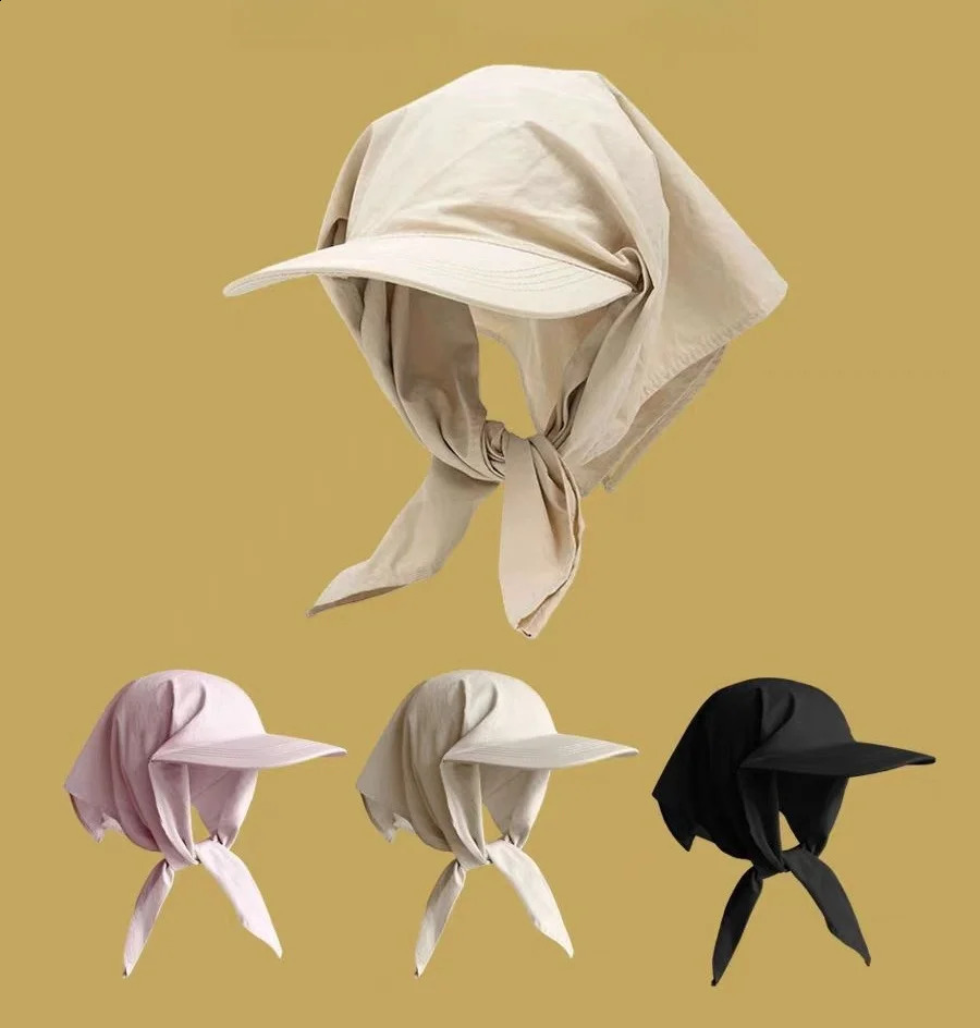 headscarf hat strap neck protection sunblock visor outdoor camping style cap 250424