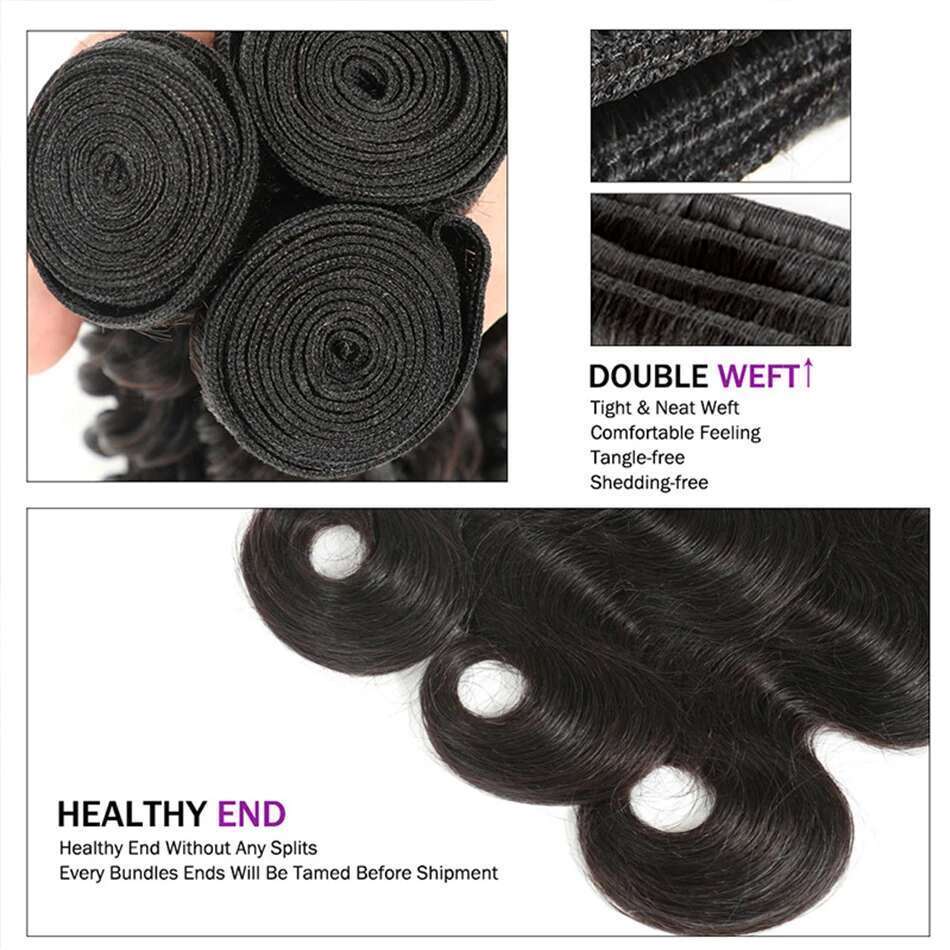 30 Inch Body Wave Lace Frontal Peruvian Bundles With Closure Remy 100% Human Hair Extension