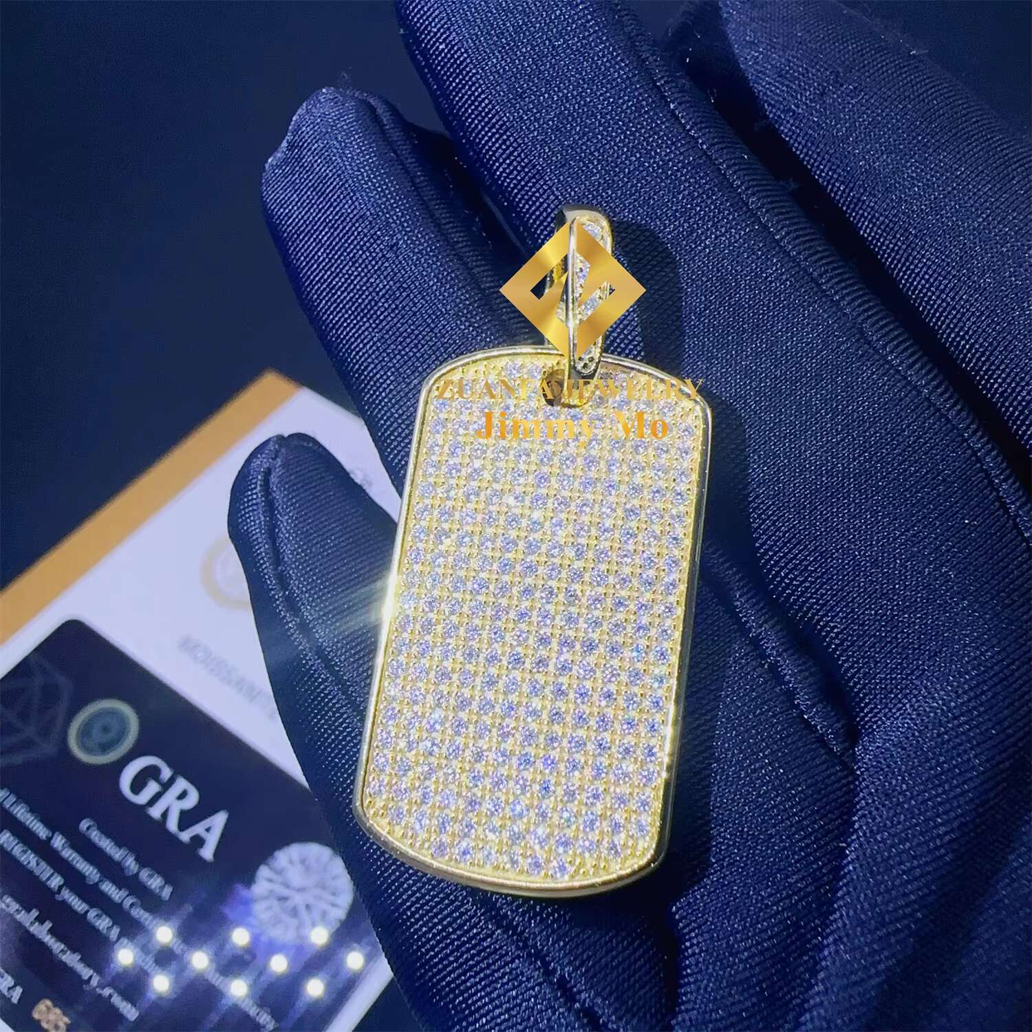 Drop Shipping Pass Diamond Tester Factory Price Iced Out Jewellery Hip Hop 925 Silver VVS1 Moissanite Diamond Dog Tag Pendant