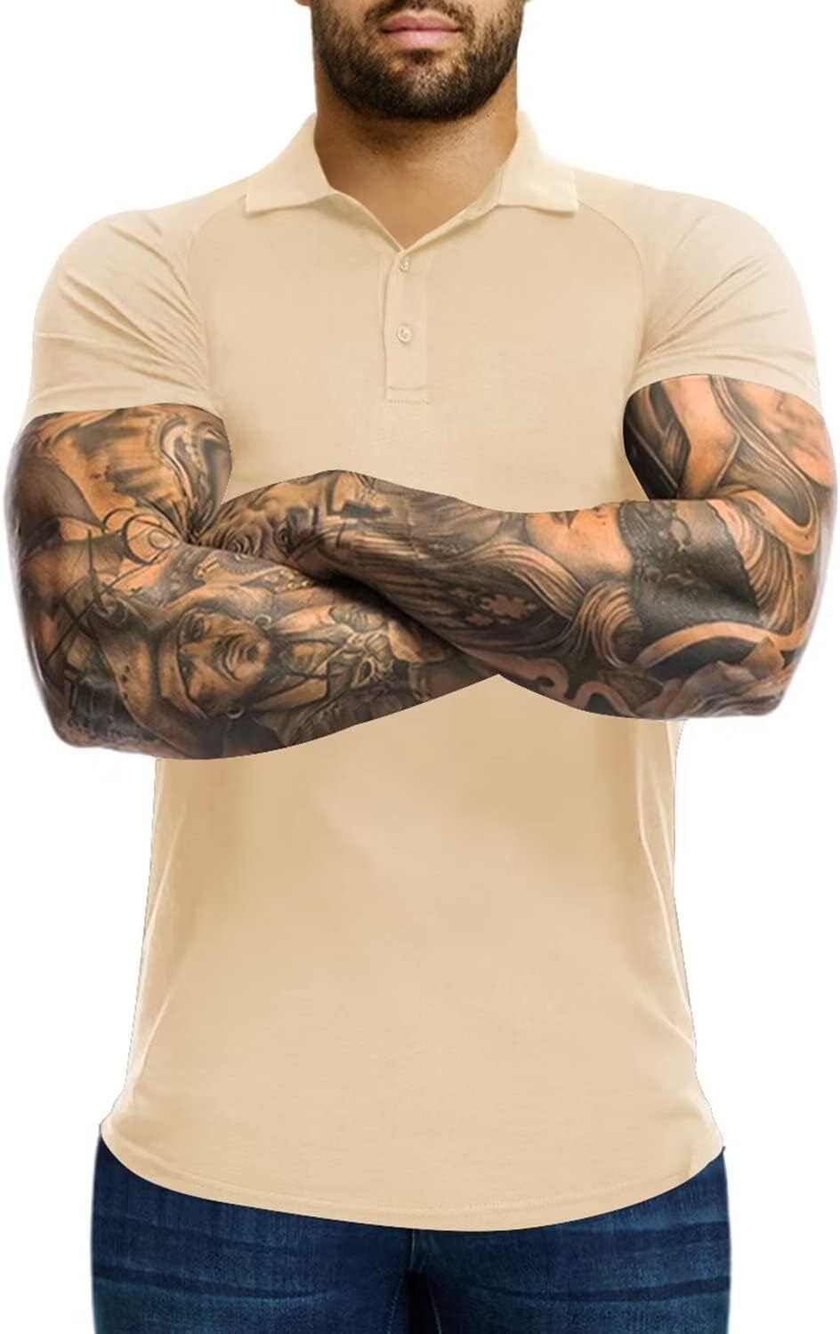 Mens Polo shirt Men's Polo Shirts Short Sleeve Golf Shirts Casual Polo Muscle Athletic Fit Stretch Workout Collared Casual tops summer clothes Sh