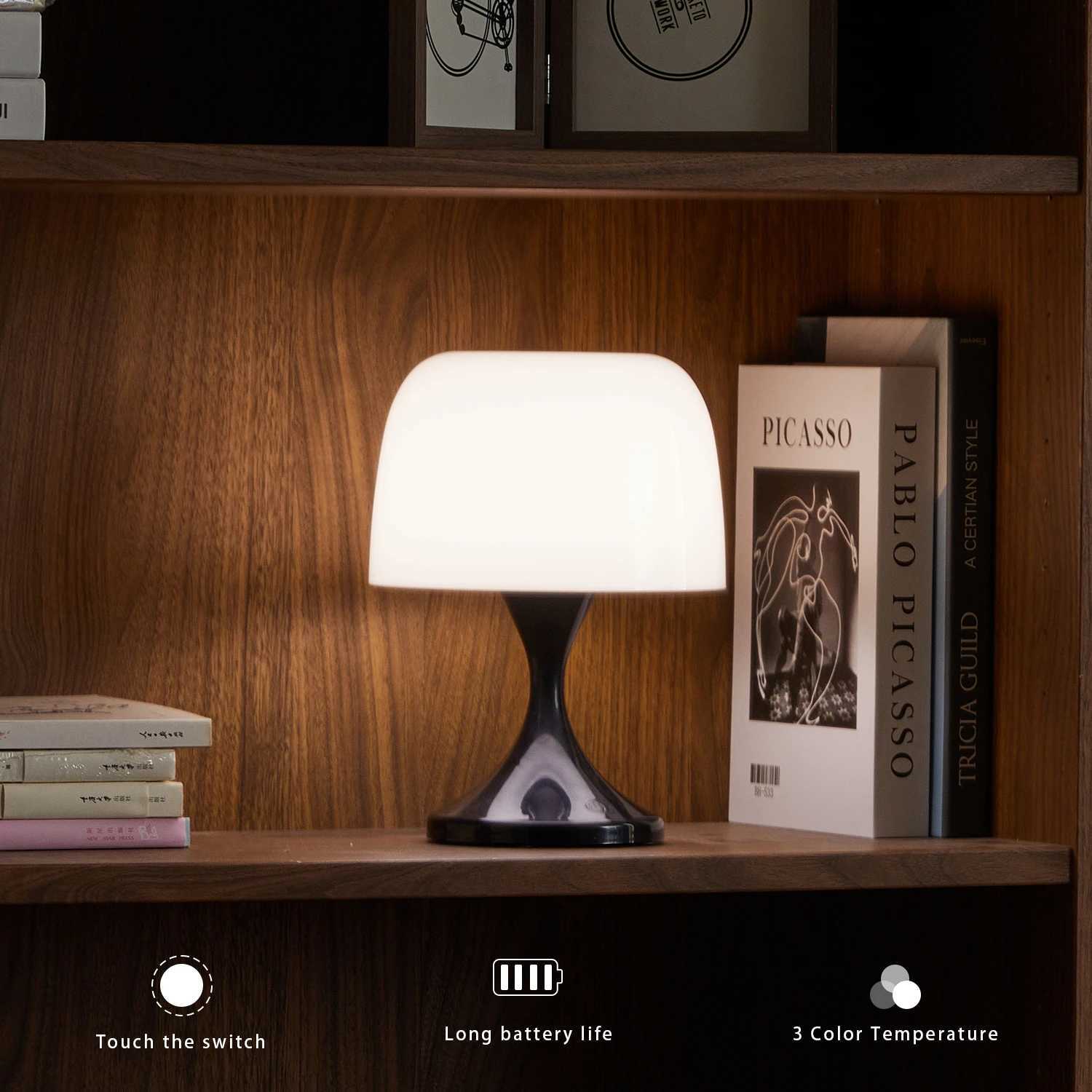 USB rechargeable mushroom light 3 color changing night light bedroom bedside table decorative atmosphere lightM251125