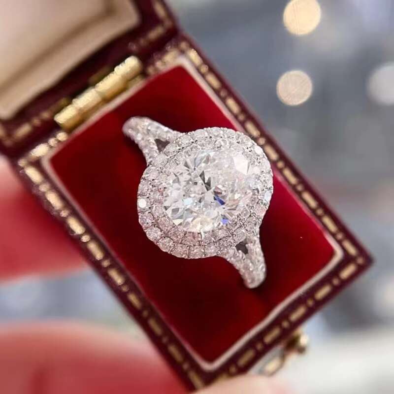 Fashion Real 10K 14K White Gold Various Oval Moissanite Solitaire Wedding Engagement Rings Women Jewelry