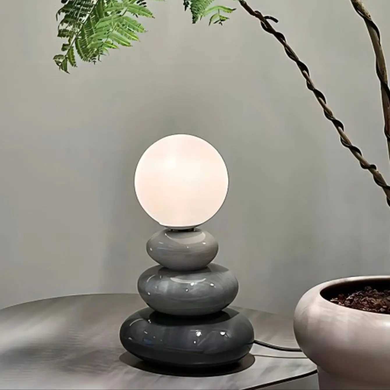 Colorful Stone Table Lamp LED neutral light Bedroom Bedside lustre Lamp Creative Nordic Stacked Stone ShapeM251125