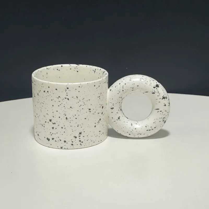 Korean Style Fat Mug Design Splash Ink Ceramic Cup Spot Mugs Simple Coffee Mug Couple Cups Tea Drinkware Y251125