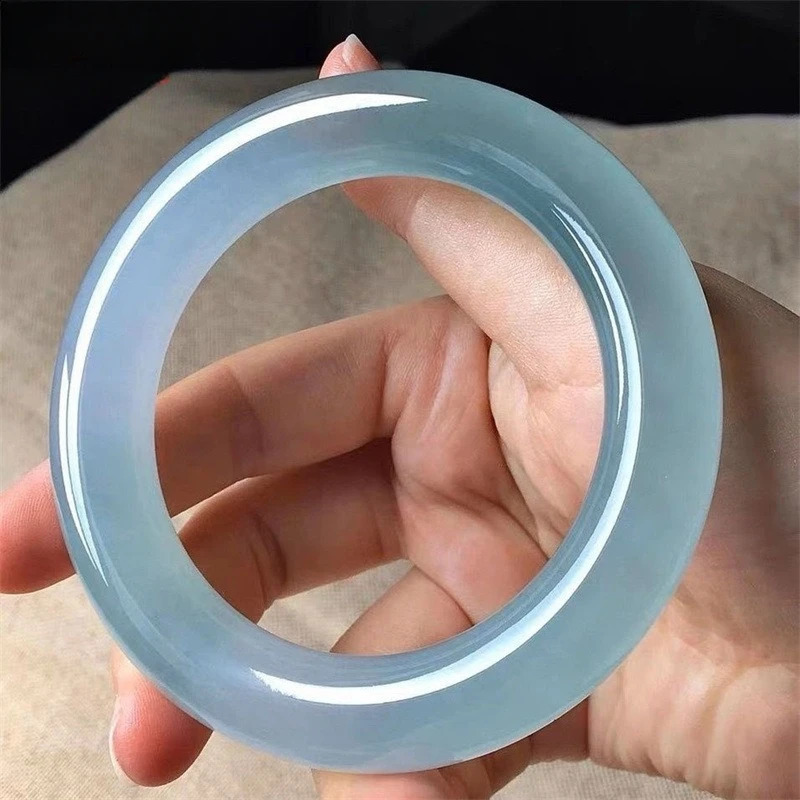 Ice Seed Jade Bracelet Blue Water Fat Round Bracelet Womens Sky Blue Frozen Sky Blue jade bracelet bangle bangles for women 250424