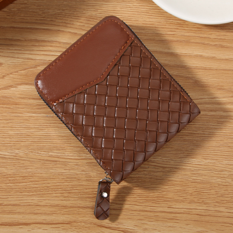New simple fashion woven grain card bag multi-function organ card bag large capacity multi-position card clip credit card cover