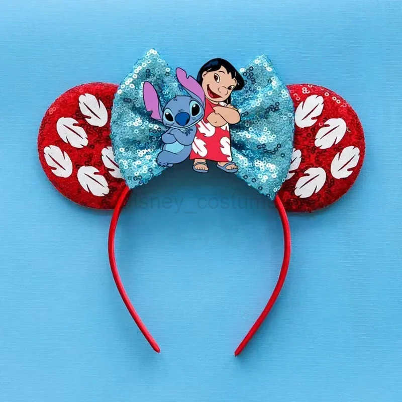 Disney Lilo Stitch Ears Headbands for Women Color Anime Hair Childrens Glitter Bow Headbands Girl Hair Accessories Party Gifts X250425