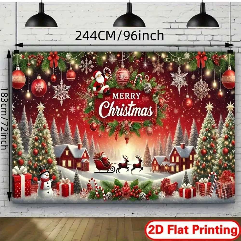 VIKAMA 2D Flat-Printed Christmas Banner Ideal for holiday parties photo booth decorations and Christmas festive suppliesM251125