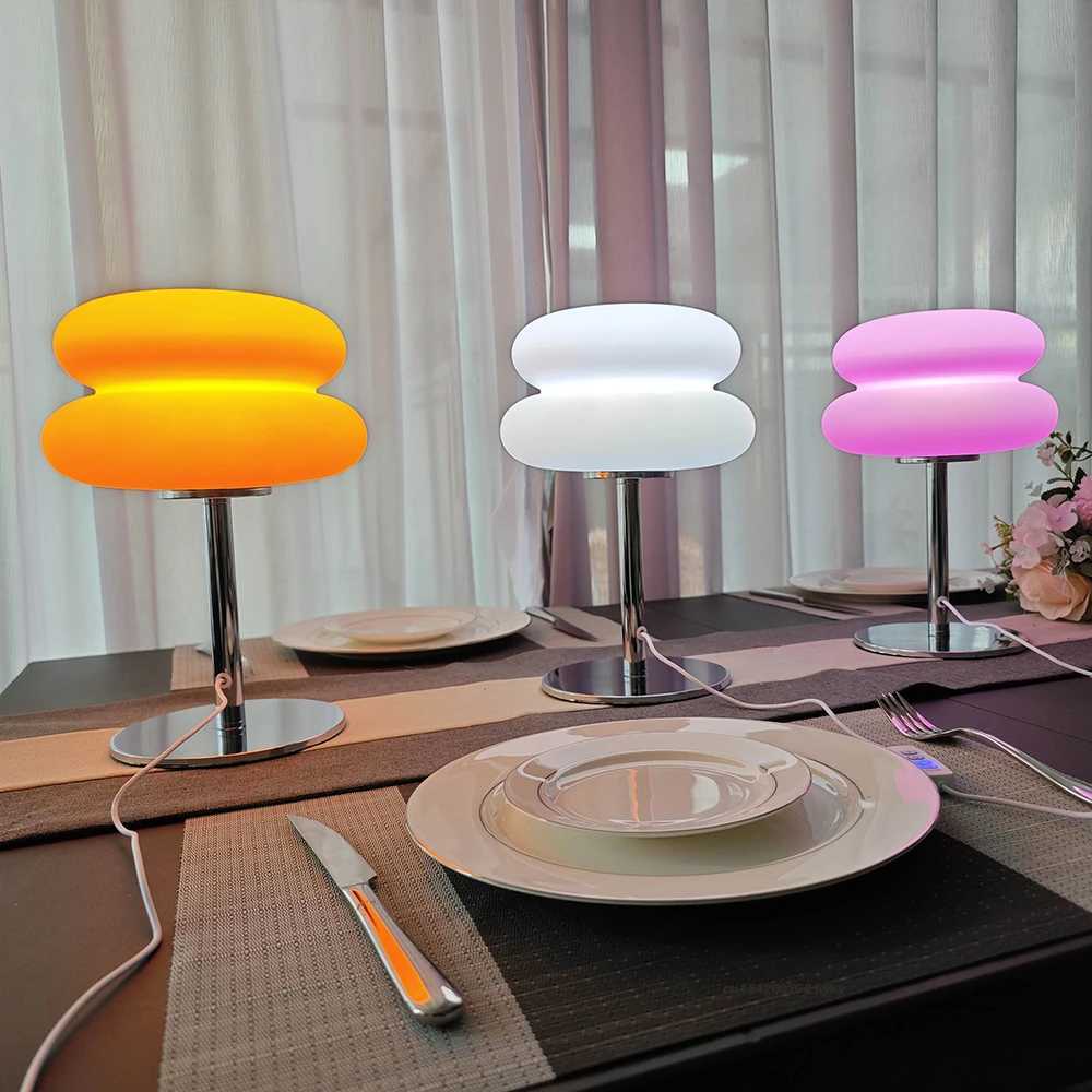 Lamp bedside table plastic lampshade LED lamps mushroom table lamp USB Plug 9-level brightness dimming ambient lightNot glassM251125