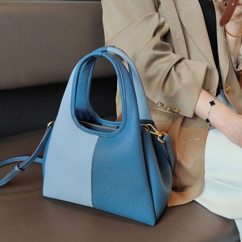 Genuine Leather New Vegetable Basket Handbag Korean Commuting Shoulder Crossbody Designer Bags For Women
