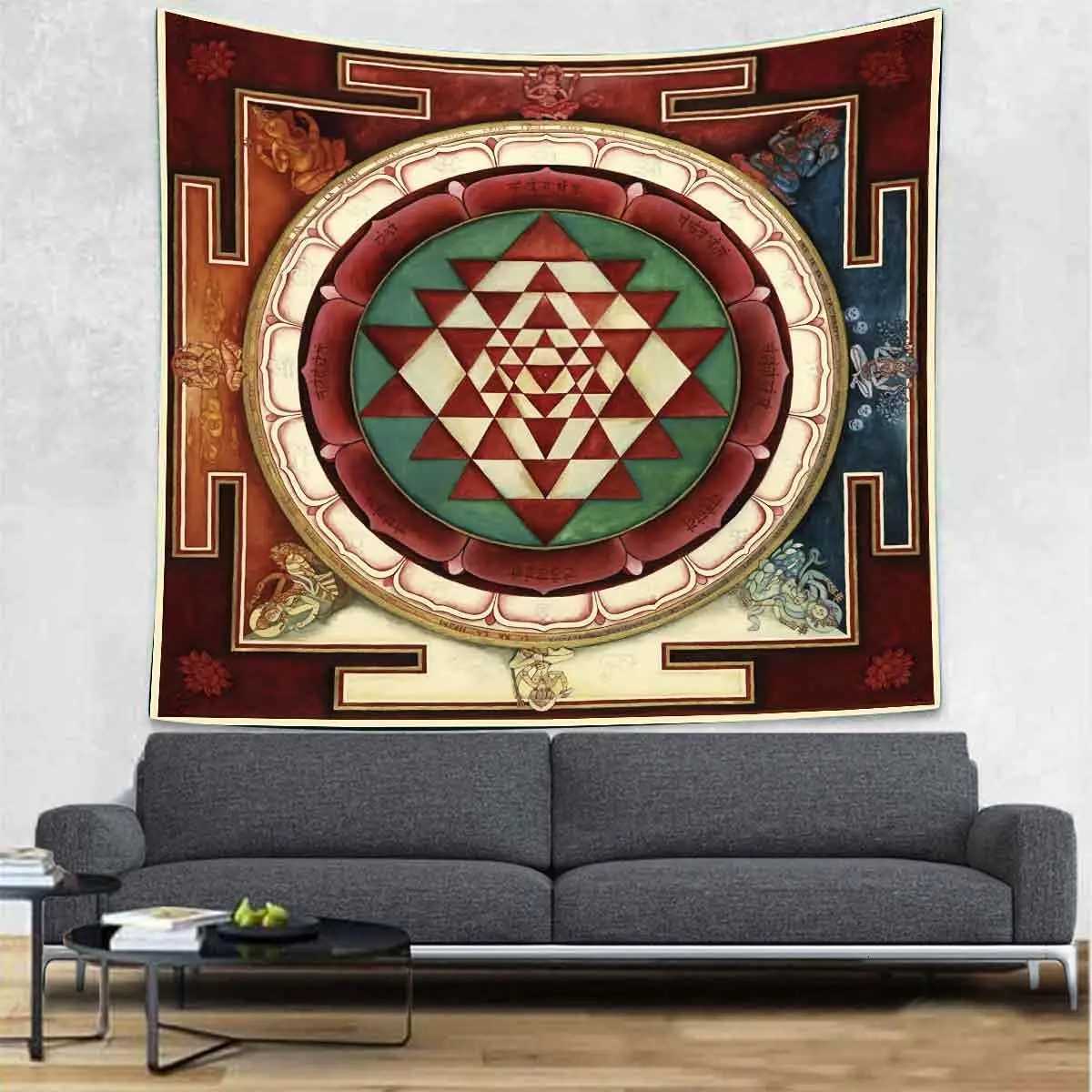 Mandala Yoga Meditation Tapestries Sacred Geometry Wall Decor Art Wall Hanging for Dorm Living Room Bedroom 60X60 InchesM251125