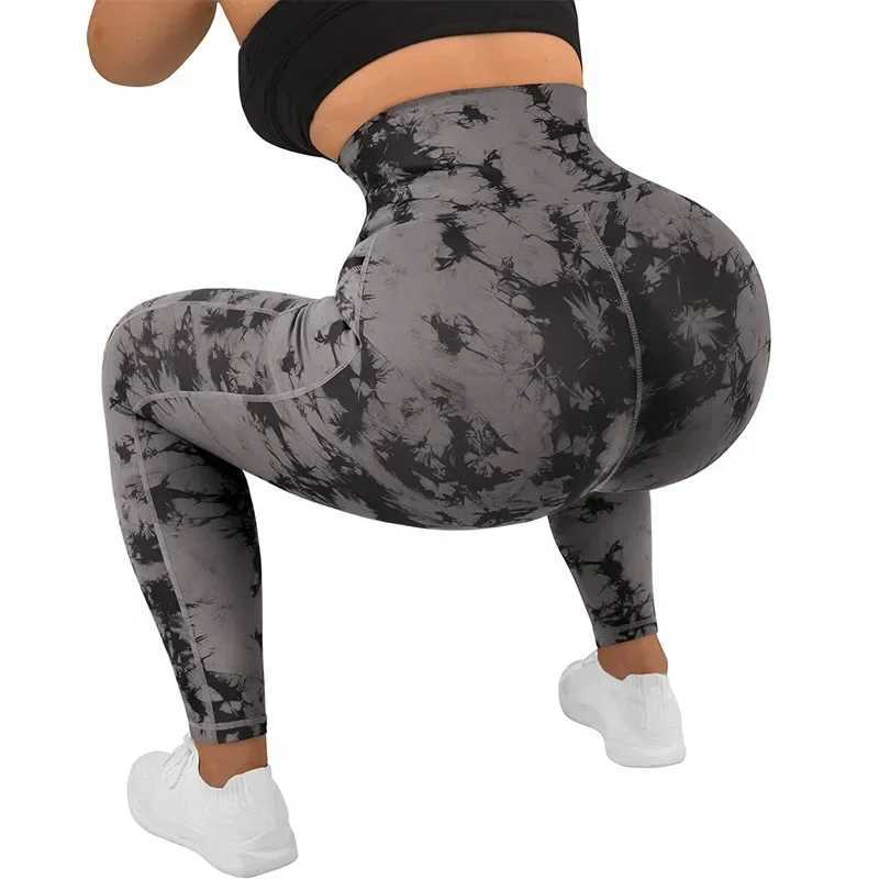 Womens Long Leg Fitness Yoga Pants Tight Fitness Running Network Patch Work Yoga Elastic Sports Tie Dyeing Pants LacotrivasC250425