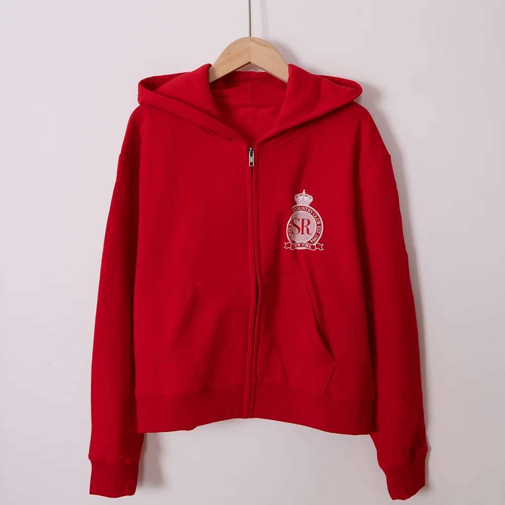 Rowling Mirror Letter Print Fleece Hooded Sports Sweatshirts Women Long Sleeve Cotton Classic Cardigan Tops Female