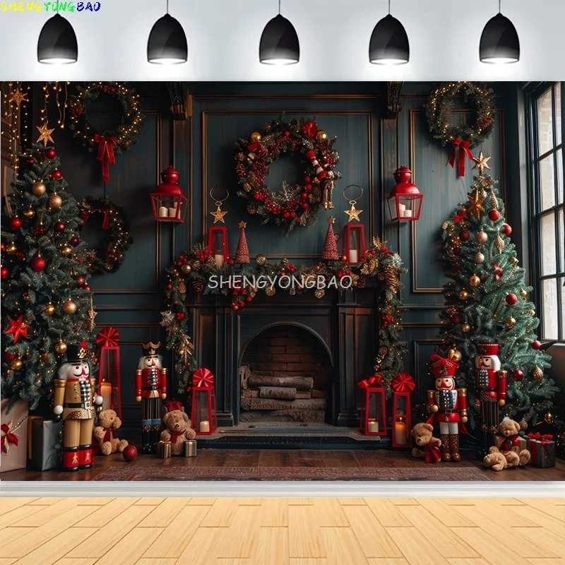 Christmas Scene With Large Window Mountain Photography Backdrops New Years Eve Family Party Gift Photo Studio Background HC-02M251125