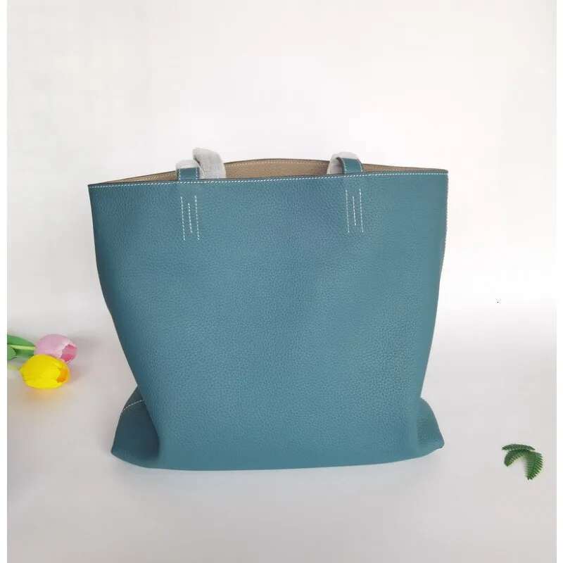 Designer Bag VOAETEC First-Layer Cowhide Tote Double-Sided Real Leather Shopping Women's Vintage Casual Versatile Portable Bag