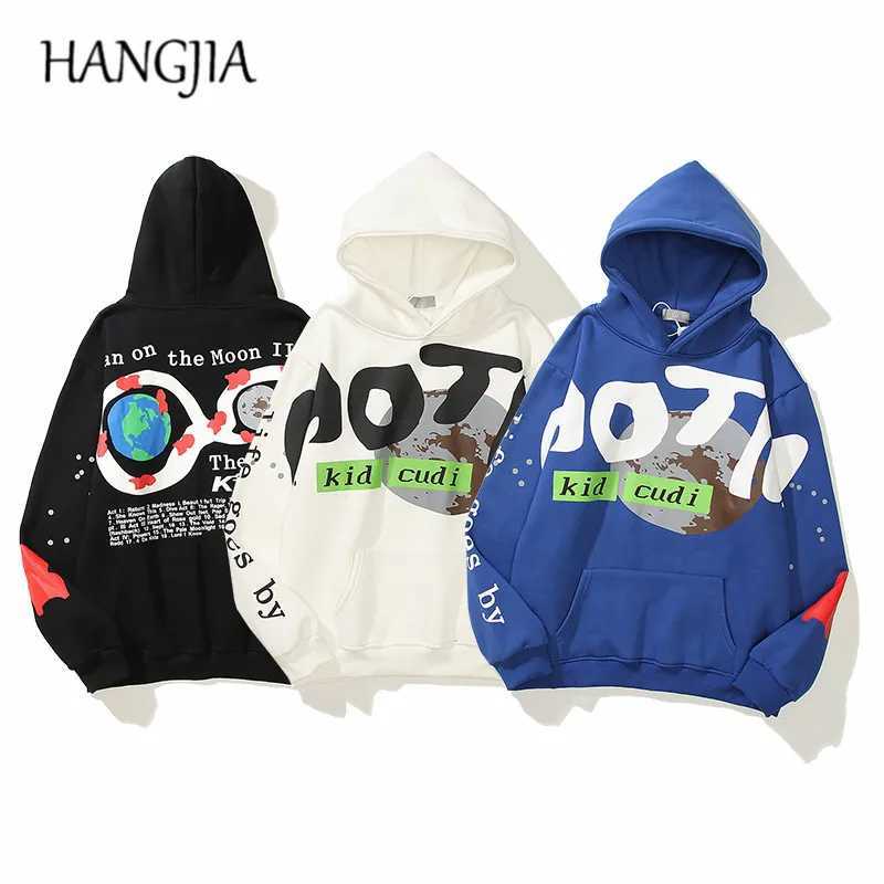 3D printed cartoon Fce hoodie pocket mens sweatshirt Cudi Moon III hoodie Pullover sweatshirt w250425