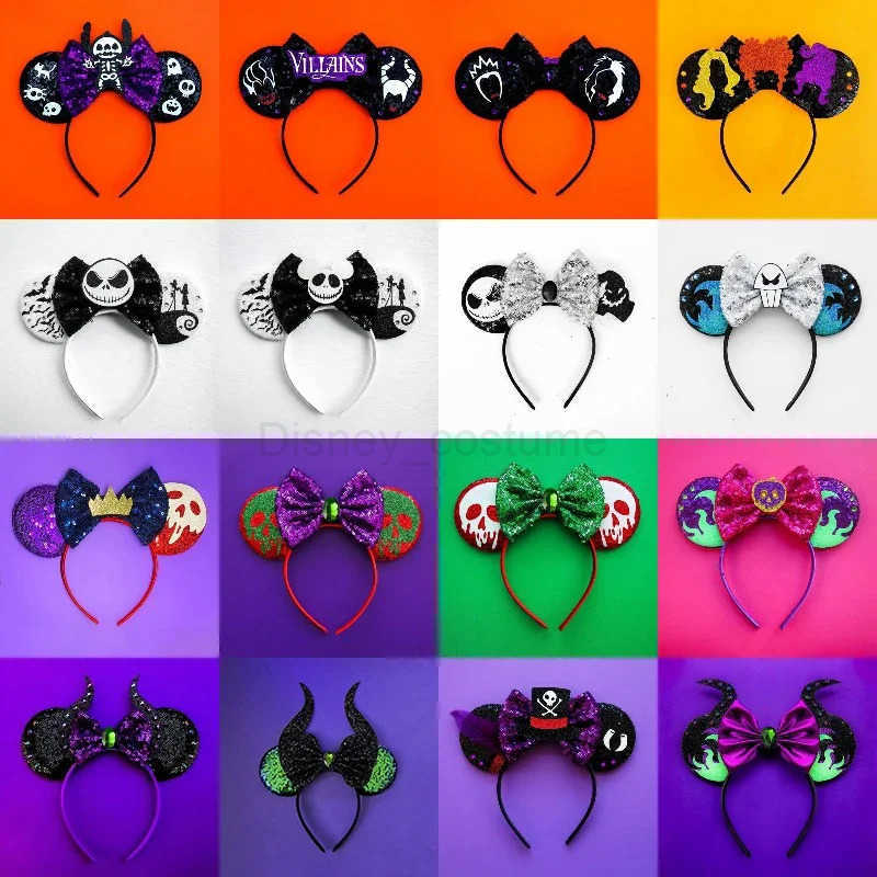 Disney Mickey Mouse Ear Headbands for Women and Children Disneyland Beverages Ice Cream sequins Bow Hair for Girls Role Playing Minnie Hair Accessorie