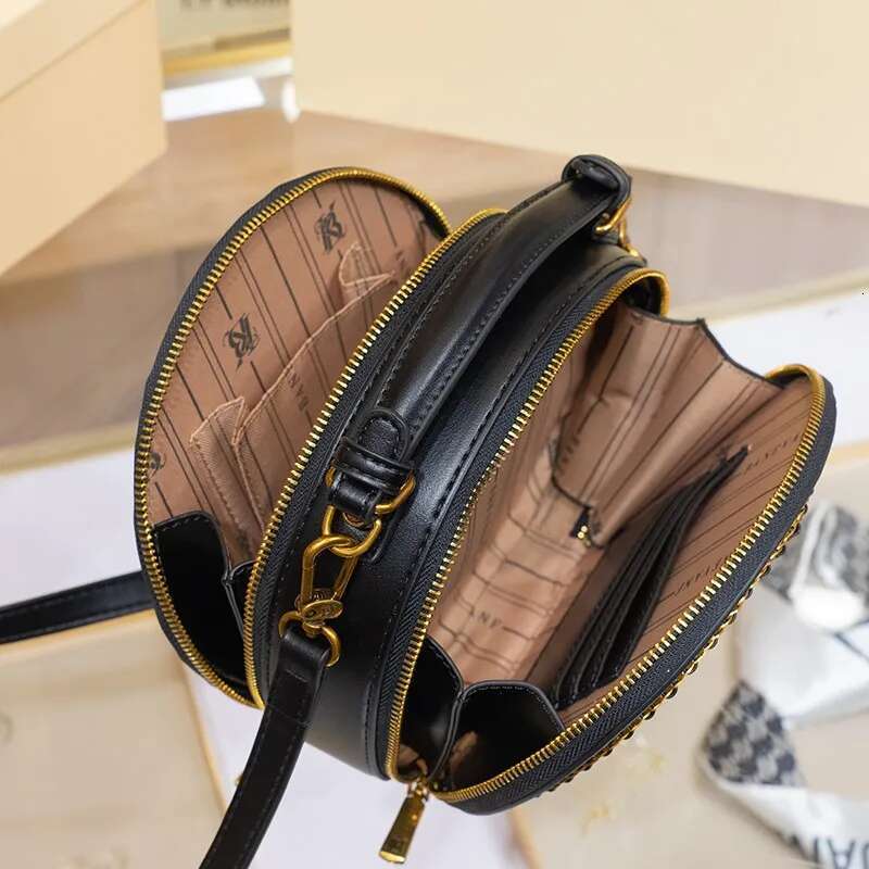 Women's Handbag 2024 New Light Brand Single Shoulder High-End Texture Designer Small Round Bag, Crossbody