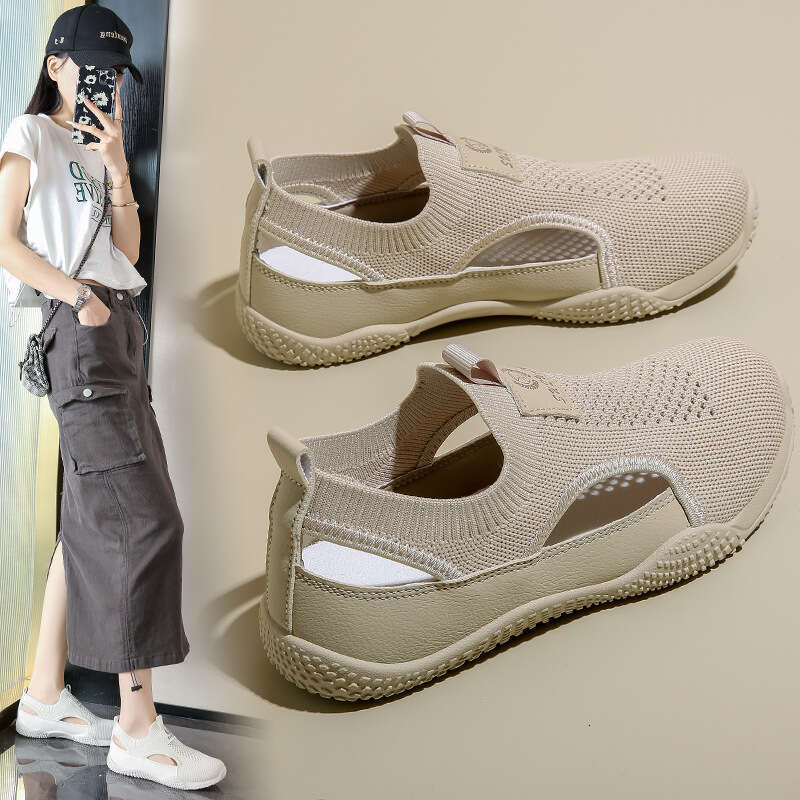 2024 Little White Summer New Korean Edition Ins Female Student Casual Hollow out Versatile Flyknit Women's Shoes K1506