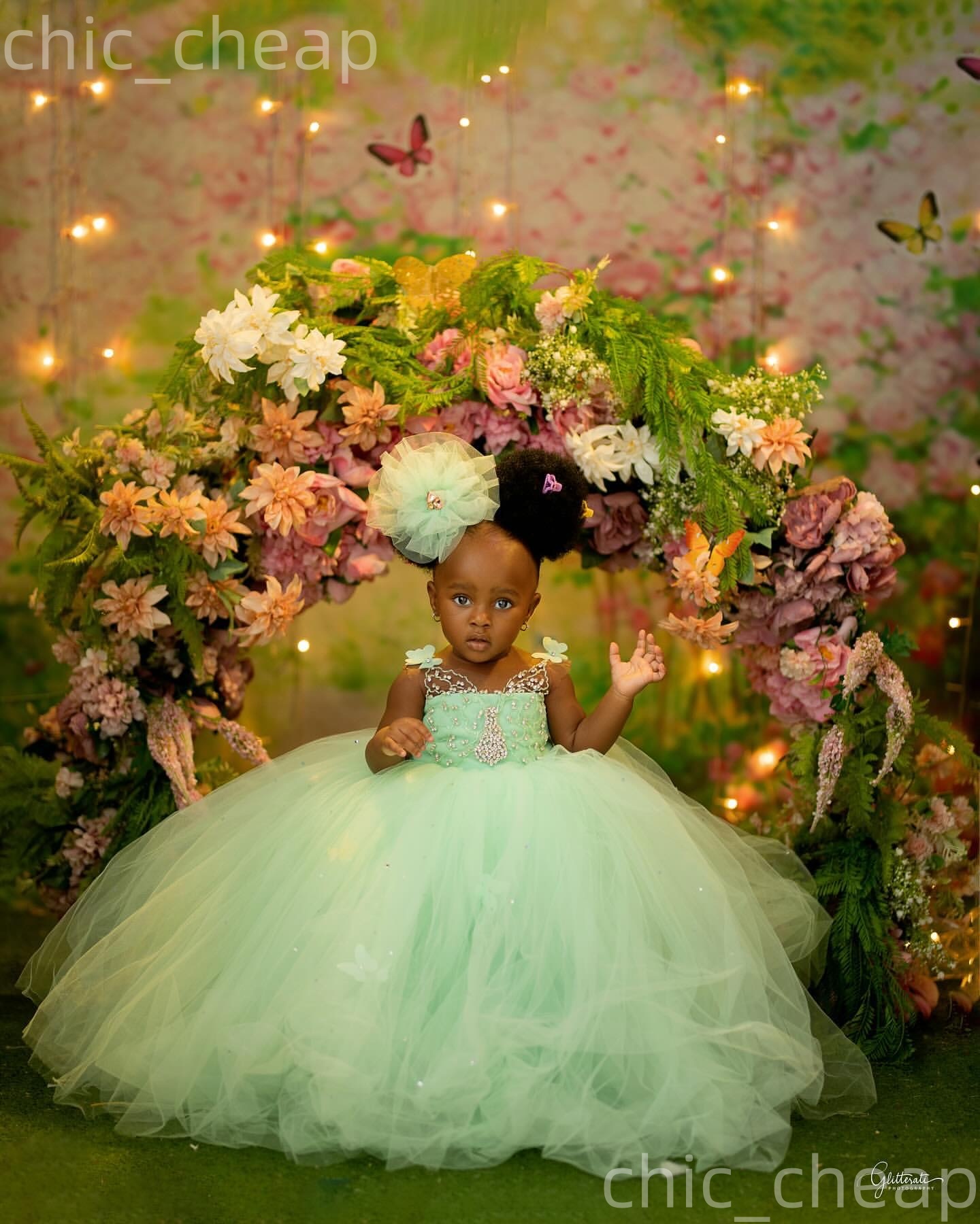 2026 Mint Ball Gown Flower Girl Dresses Sheer Neck Crystals Tulle Elegant Little Girl Christmas Peageant Birthday Christening Tutu Dress Gowns ZJ422