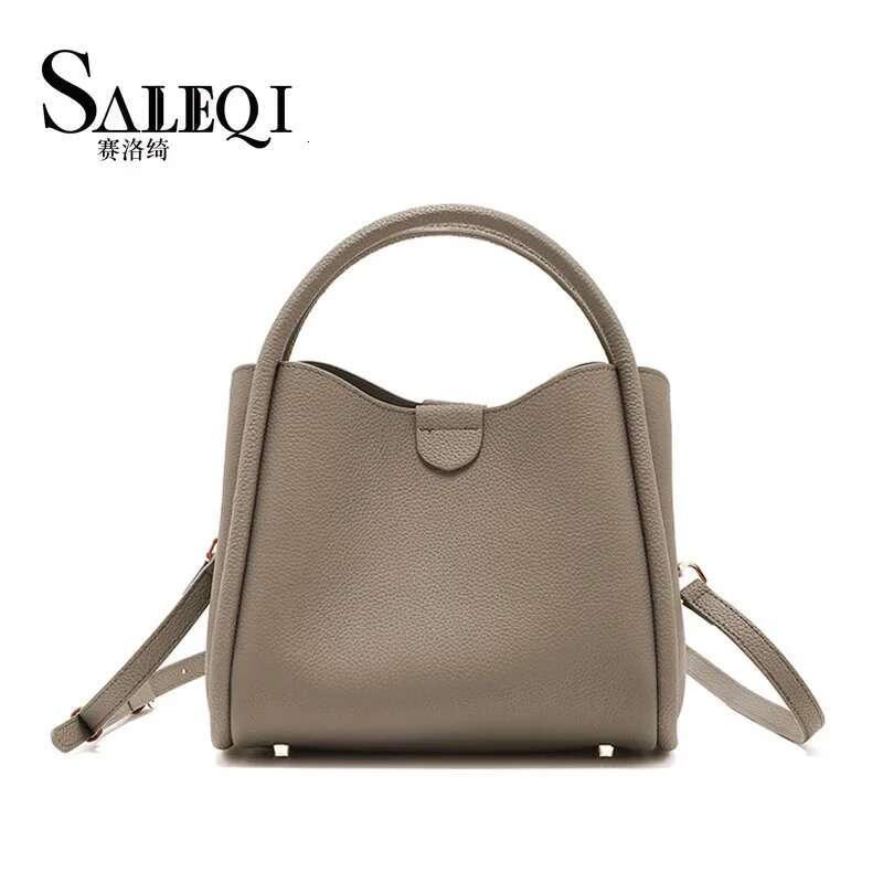 Genuine Leather Bucket Bag Designer High Quality Cowhide Female Shoulder Crossbody Bags Tote Vegetable Basket Handbag New