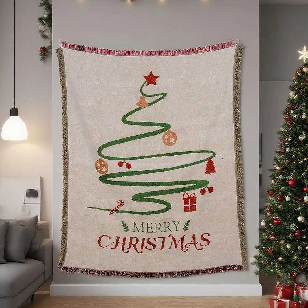 New Years Gift Tapestry Throw Picnic Blanket Xmas Decor Sofa Cover Garden Knitted Blankets for Beds Christmas Tree Table ClothM251125