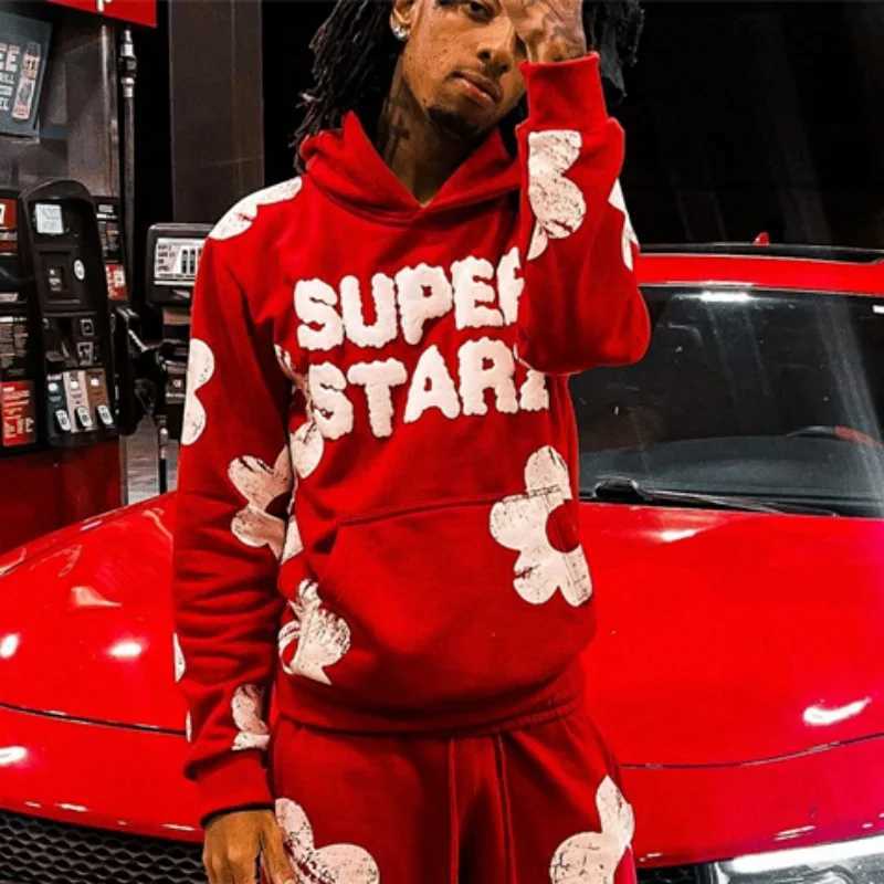 Y2k Aesthetics Winter Mens Sportswear Gothic Hip Hop Flower Pattern Retro Ultra Thin Hoodie Punk Grunge Long Sleeve Couple Jacket M250425
