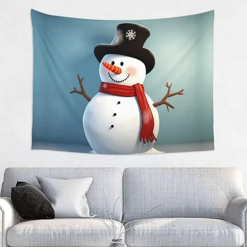 Funny Snowman Printed Winter Theme Tapestry Aesthetic Funny Wide Wall Hanging for Bedroom Living Room Dorm Home DecorationM251125