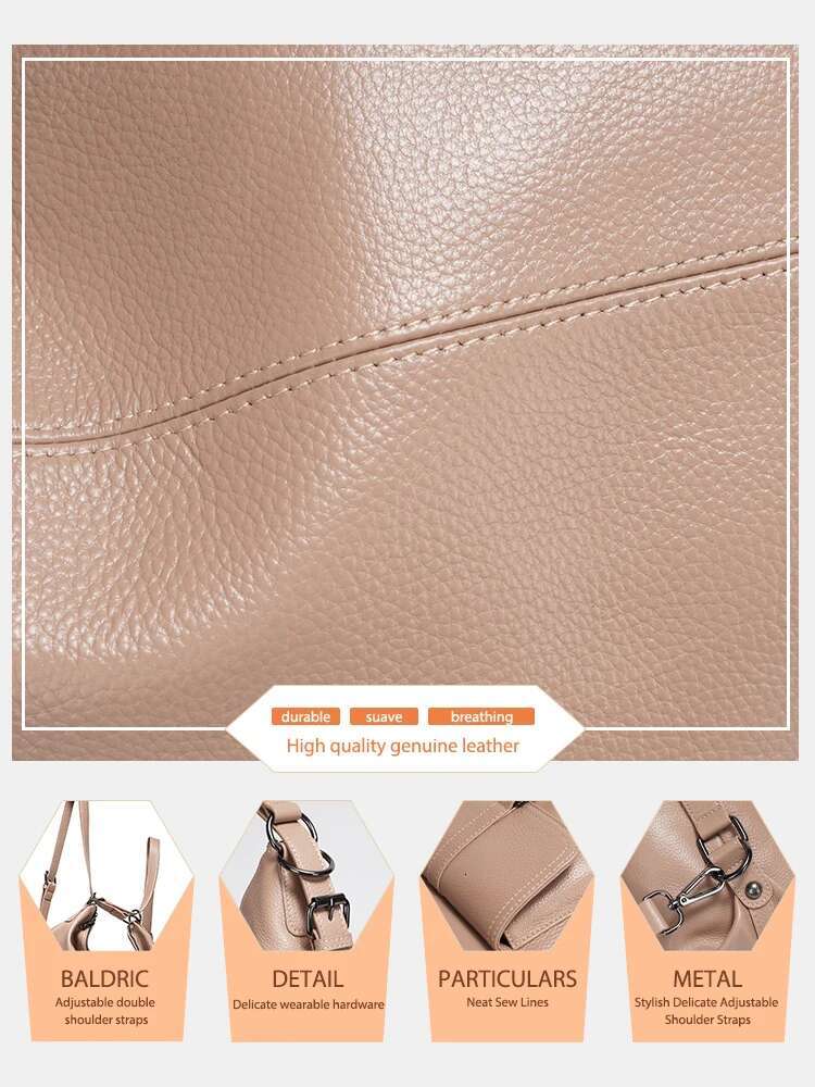 Zency Stylish Women Shoulder 100% Genuine Leather Large Capacity Handbag Multifunction Satchel Bag Backpack Trendy Bags