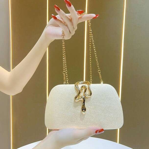 Women's Fashion Serpentine Lock Banquet Chain Strap Crossbody Party Handbag Evening Dress Bag 2025 Versatile Style New Trendy Ins