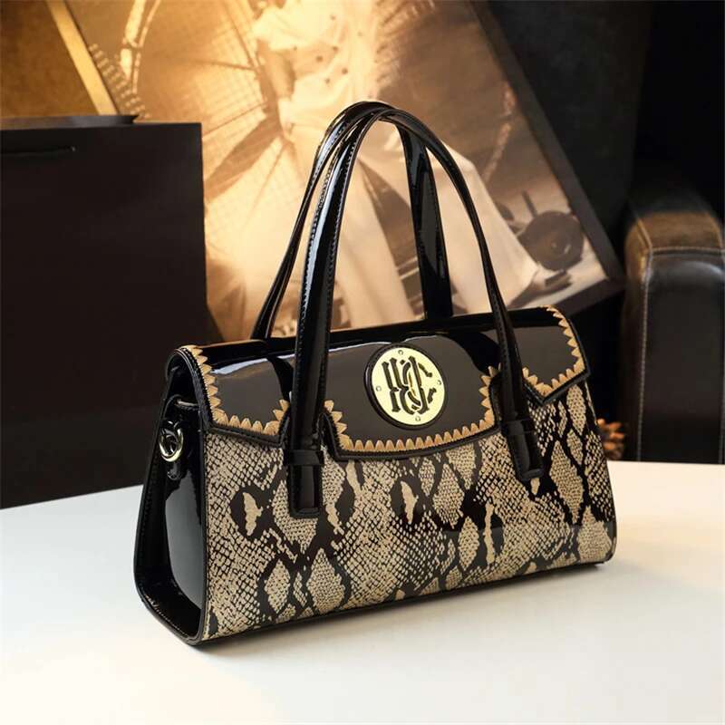 Spring new leather snake emed mother's armpit handbag banquet dress large-capacity one-shoulder cross-body women's bag