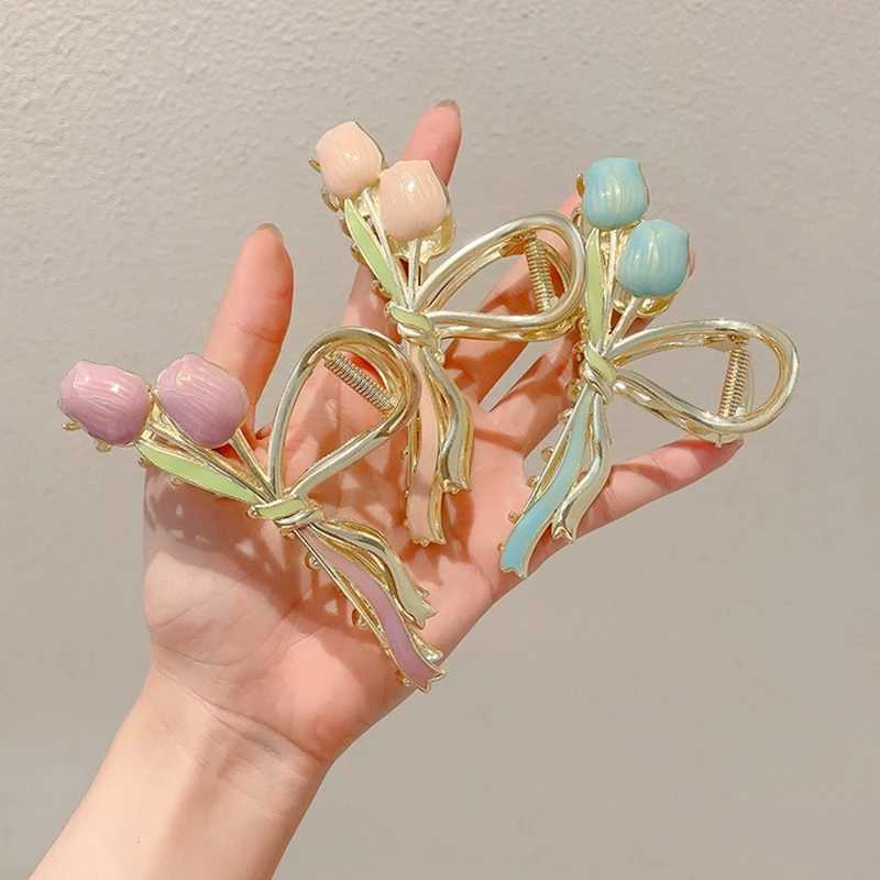 Yujin fragrant flower hair clip back grab clip womens fashionable ponytail fixed hair clip simple oversized shark hair clip accessoriesT250425