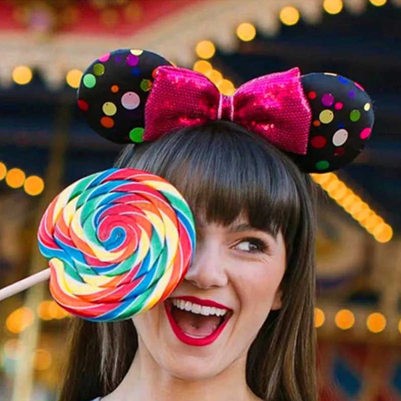 Disney 2024 Disney Mickey Mouse Headband Disney Minnie Ears Plush Headwear Childrens Boys and Girls Beauty Toys Role Playing Party Decoration X250425