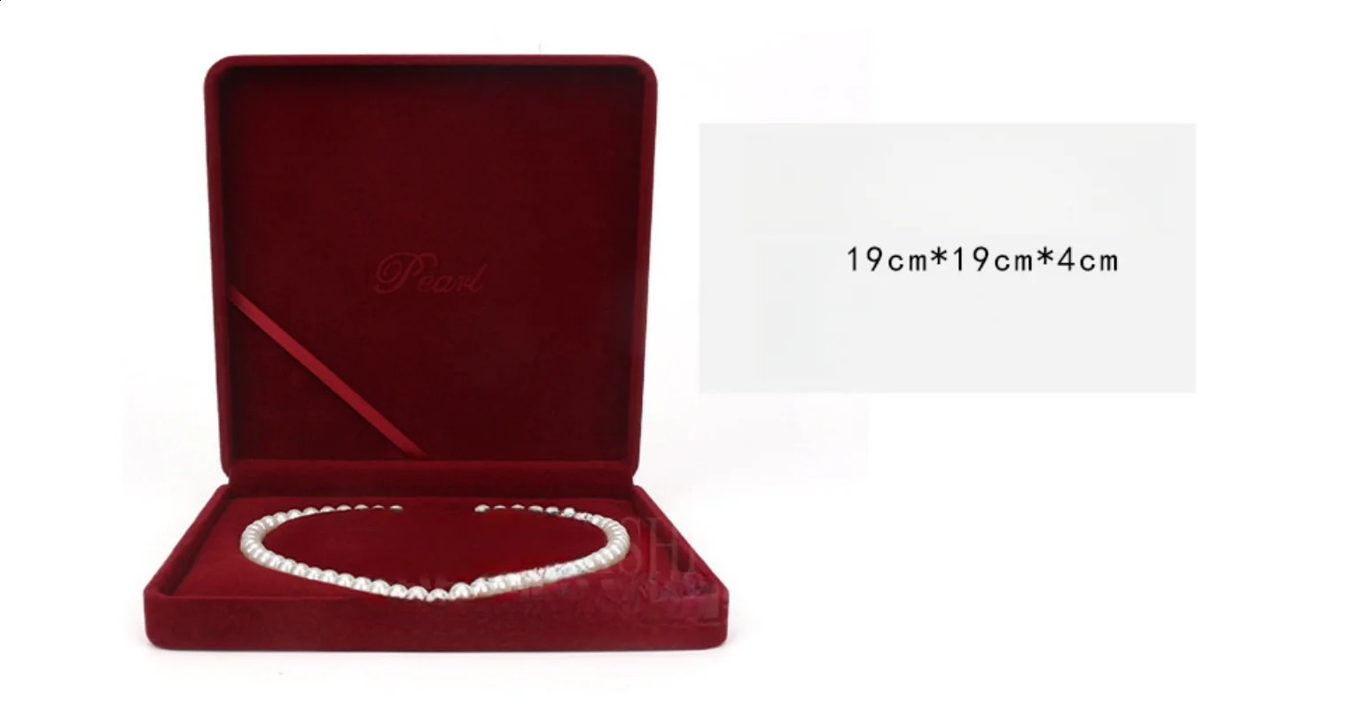 Velvet Pearl Necklace Jewelry Box Flocked Pendant Packaging Box High-End Square Storage Case Wedding Gift Jewelry Storage 250424