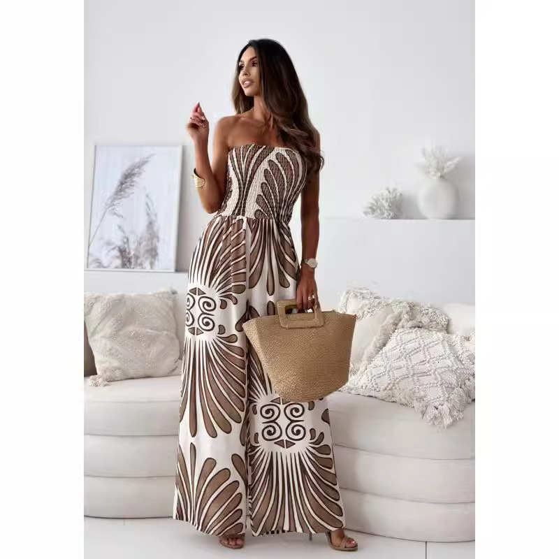 2024 autumn new one shoulder strapless chest hugging waist jumpsuit for women