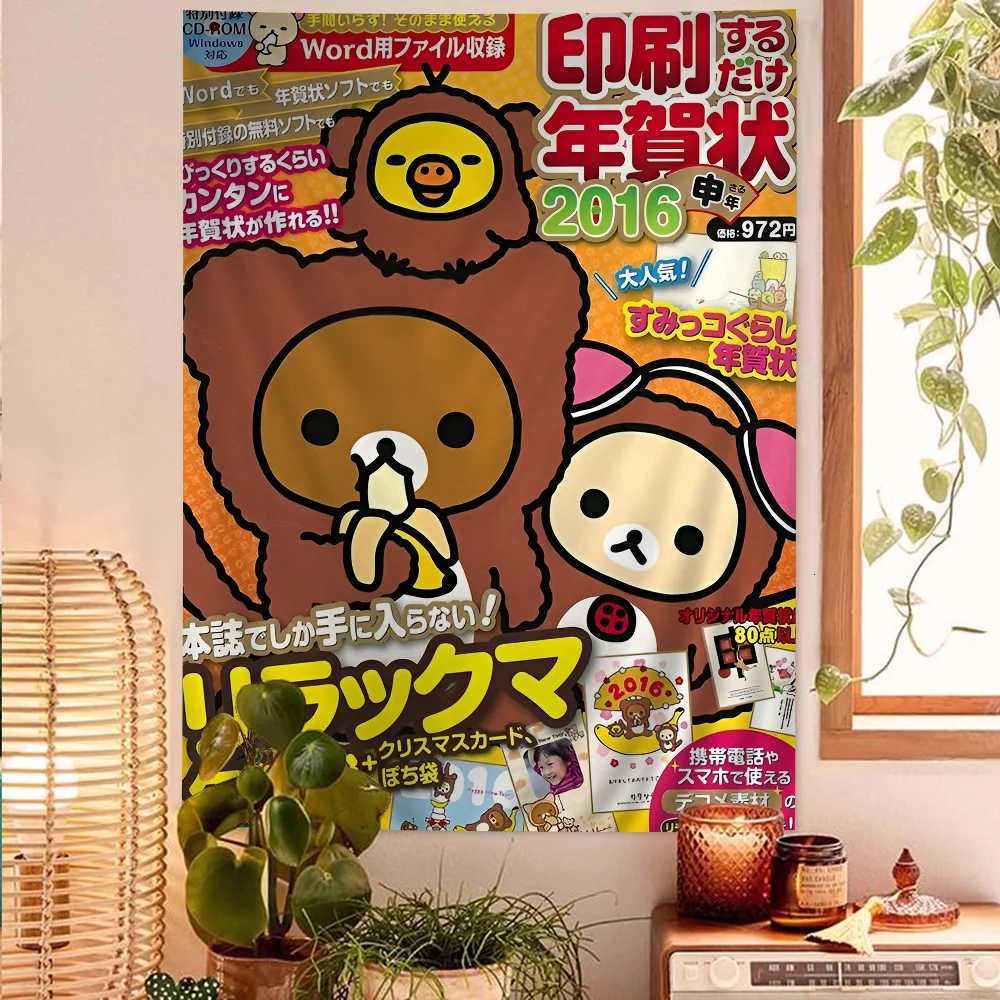 Japan Anime Cute Cartoon Rilakkuma Bohemian Tapestry Cheap Hippie Wall Hanging Bohemian Wall Tapestries Hanging Home DecorM251125