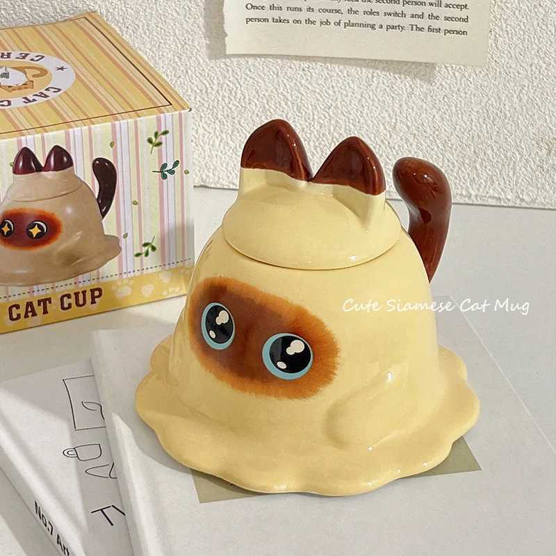 Cup Cartoon Cute Spoon With Lid Creative Large Capacity Water Cup WomenS Cup Funny Couple Coffee Cup Ceramic Cup Mug Y251125