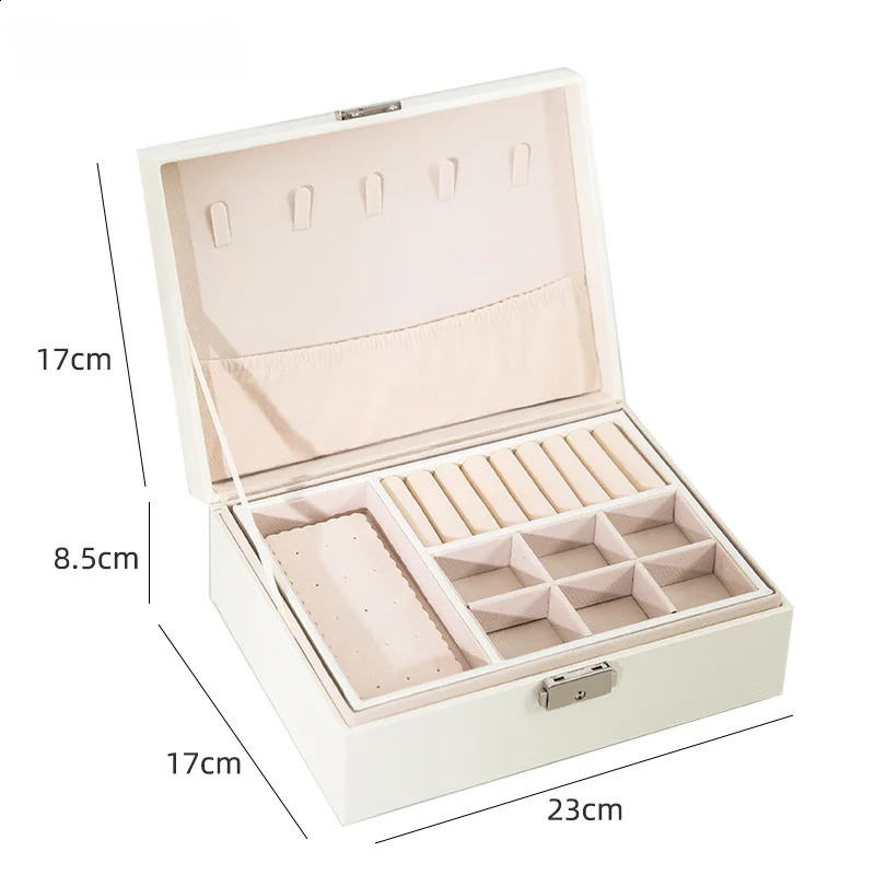Double-layer Wooden Jewlery Box Ring Box Jewelry Boxes and Packaging with PU Leather Jewelry Storage Organizer and Makeup Case 250424